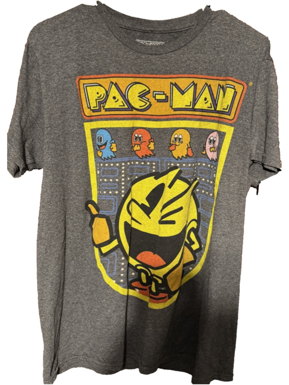 Pac-Man Characters T-Shirt Men's Size L Gray Pac Man